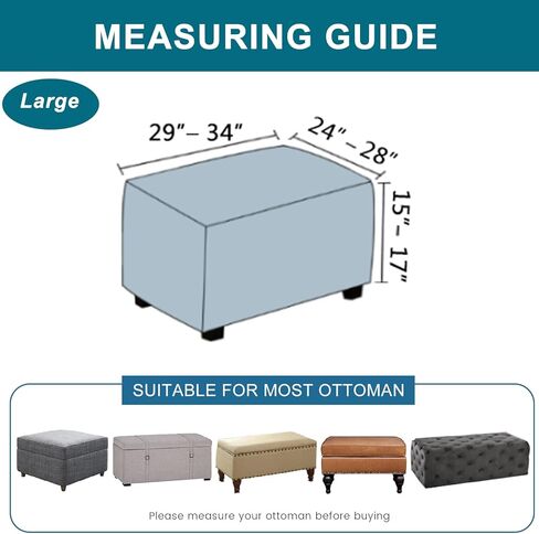 KRFOONN Stretch Ottoman Cover Slipcover Rectangle Footrest Stool Covers Removable Storage Ottoman Cover for Foot Stool Furniture Protector Covers with Non Slip Elastic Bottom (24, X-Large) in Kuwait