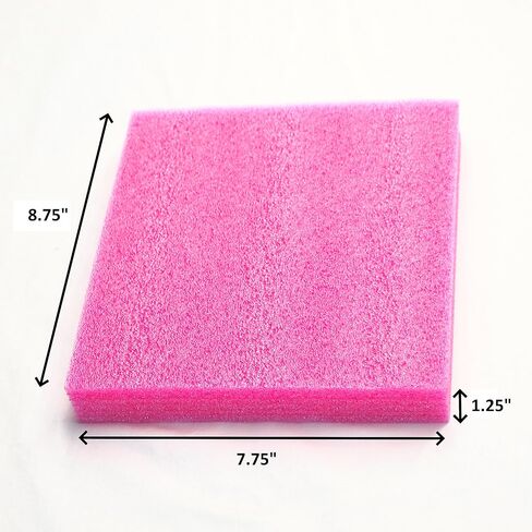 (عبوة من قطعتين) كتلة إسفنجية مضادة للكهرباء الساكنة مقاس 8.75 بوصة × 7.75 بوصة وصفائح بولي إيثيلين وردية سميكة بسمك 1.25 بوصة للتغليف أو الحرف اليدوية in Kuwait