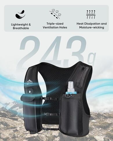 Running Vest for Women Men, USA Original Patent, Adjustable Chest Straps Running Hydration Vest with 500ml Soft Flask, Lightweight Breathable Reflective Running Vest for Trail Running Hiking in Saudi Arabia