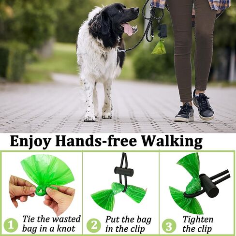 Dog Poop Bag Holder, 2 Pack Poop Bag Holder for Leash, CAKOVANO Pet Waste Bag Dispenser Dog Bag Holder Leash Attachment, Hands-Free Poop Bag Dispenser with Carabiner Clip with 2 Rolls of Poop Bags in Saudi Arabia