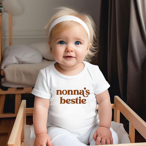 بدلة I Love My Nonna Baby بدلة قطعة واحدة لطيفة كلاسيكية للإعلان رومبير مفاجأة هدية الجدة الإيطالية (0-6 أشهر، بدلة نوم قصيرة الأكمام من nona's bestie) in Kuwait