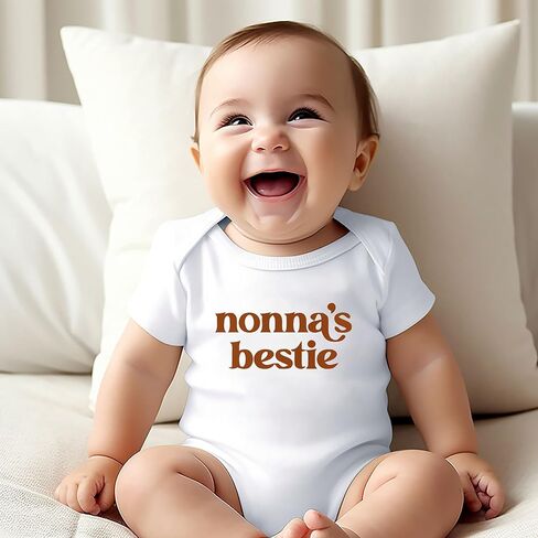 بدلة I Love My Nonna Baby بدلة قطعة واحدة لطيفة كلاسيكية للإعلان رومبير مفاجأة هدية الجدة الإيطالية (0-6 أشهر، بدلة نوم قصيرة الأكمام من nona's bestie) in Kuwait
