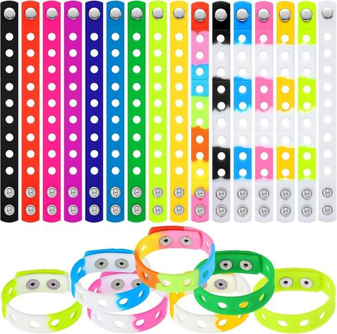 16 Pieces Silicone Charm Bracelets for Kids Adjustable Wristbands Bracelet Rubber Bands for Party Favor Classroom Reward Swimming Identify Birthday Presents in Saudi Arabia