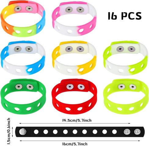 16 Pieces Silicone Charm Bracelets for Kids Adjustable Wristbands Bracelet Rubber Bands for Party Favor Classroom Reward Swimming Identify Birthday Presents in Saudi Arabia