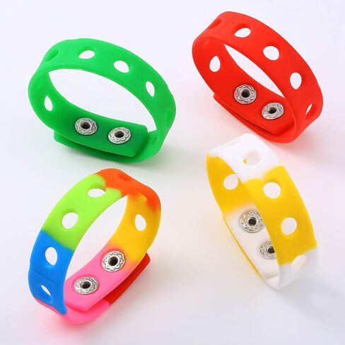 16 Pieces Silicone Charm Bracelets for Kids Adjustable Wristbands Bracelet Rubber Bands for Party Favor Classroom Reward Swimming Identify Birthday Presents in Saudi Arabia