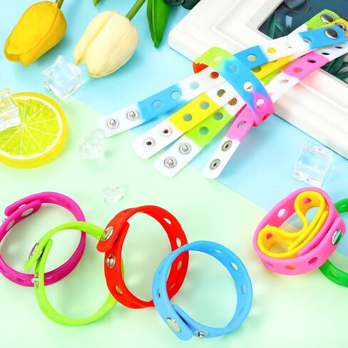 16 Pieces Silicone Charm Bracelets for Kids Adjustable Wristbands Bracelet Rubber Bands for Party Favor Classroom Reward Swimming Identify Birthday Presents in Saudi Arabia