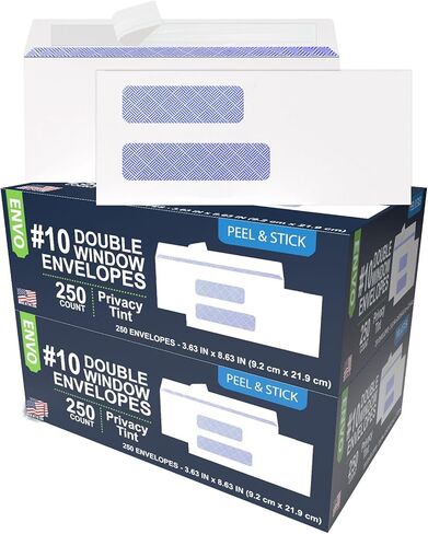 Envelopes #10, Window Envelopes, Double Window Envelopes Self Seal #10, Double Window Security Envelopes, Business Envelopes Self Seal #10 (500 Pack) in Kuwait