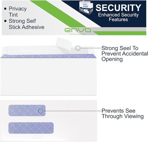 Envelopes #10, Window Envelopes, Double Window Envelopes Self Seal #10, Double Window Security Envelopes, Business Envelopes Self Seal #10 (500 Pack) in Kuwait
