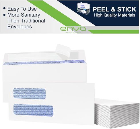 Envelopes #10, Window Envelopes, Double Window Envelopes Self Seal #10, Double Window Security Envelopes, Business Envelopes Self Seal #10 (500 Pack) in Kuwait