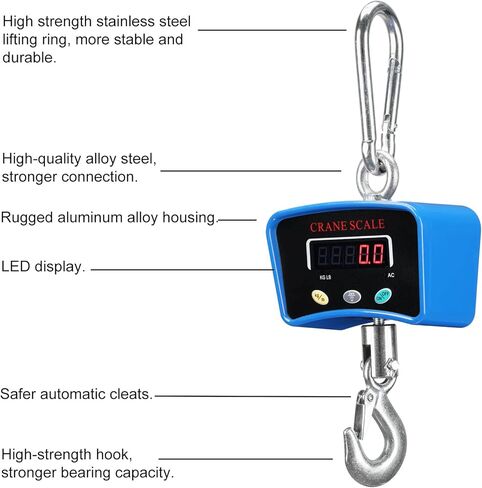 مقياس الرافعة الرقمي 1000 رطل/500 كجم مقياس معلق رقمي للرافعة الصناعية الثقيلة للمزرعة والمصنع والبناء والصيد (أزرق) in Kuwait