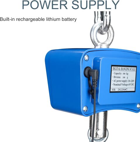 مقياس الرافعة الرقمي 1000 رطل/500 كجم مقياس معلق رقمي للرافعة الصناعية الثقيلة للمزرعة والمصنع والبناء والصيد (أزرق) in Kuwait