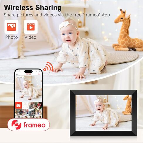 إطار صور رقمي واي فاي، إطار صور رقمي ذكي 10.1 بوصة واي فاي 1280 × 800 HD IPS شاشة لمس إلكترونية مع 16 جيجابايت، تدوير تلقائي - سهولة مشاركة الصور/الفيديو عبر تطبيق Frameo in Kuwait