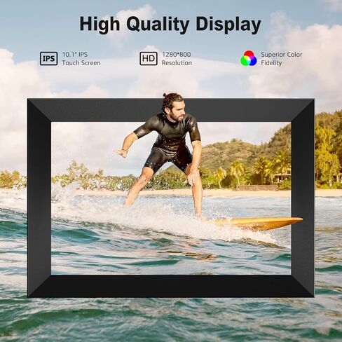 إطار صور رقمي واي فاي، إطار صور رقمي ذكي 10.1 بوصة واي فاي 1280 × 800 HD IPS شاشة لمس إلكترونية مع 16 جيجابايت، تدوير تلقائي - سهولة مشاركة الصور/الفيديو عبر تطبيق Frameo in Kuwait