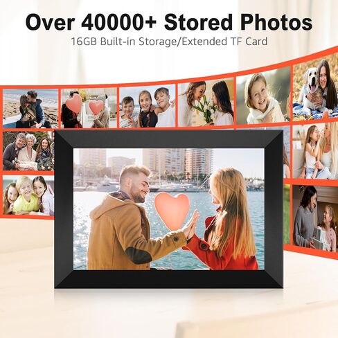 إطار صور رقمي واي فاي، إطار صور رقمي ذكي 10.1 بوصة واي فاي 1280 × 800 HD IPS شاشة لمس إلكترونية مع 16 جيجابايت، تدوير تلقائي - سهولة مشاركة الصور/الفيديو عبر تطبيق Frameo in Kuwait