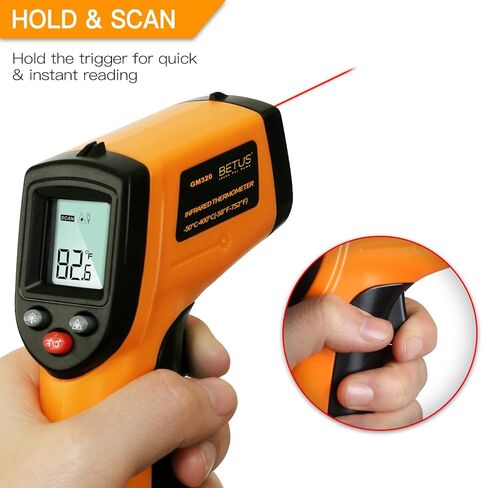 مقياس حرارة بيتوس بالأشعة تحت الحمراء، نطاق مسدس درجة الحرارة غير المتصل -58 درجة فهرنهايت ~ 1022 درجة فهرنهايت، -50 درجة مئوية ~ 550 درجة مئوية، مقبض ليزر رقمي للمطبخ والفرن وقياس سطح الشواء، وليس للبشر in Kuwait
