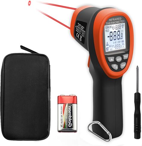 Infrared Thermometer -58°F ~3272°F (-50~1800℃), Non-Contact Pyrometer Temp Gun XF-1800 with High&Low Temperature Alarm, Data Hold, LCD Backlit for Home Maintenance, Cook, Forge Kiln, Industry Use in Saudi Arabia