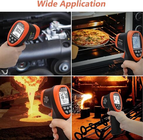 Infrared Thermometer -58°F ~3272°F (-50~1800℃), Non-Contact Pyrometer Temp Gun XF-1800 with High&Low Temperature Alarm, Data Hold, LCD Backlit for Home Maintenance, Cook, Forge Kiln, Industry Use in Saudi Arabia