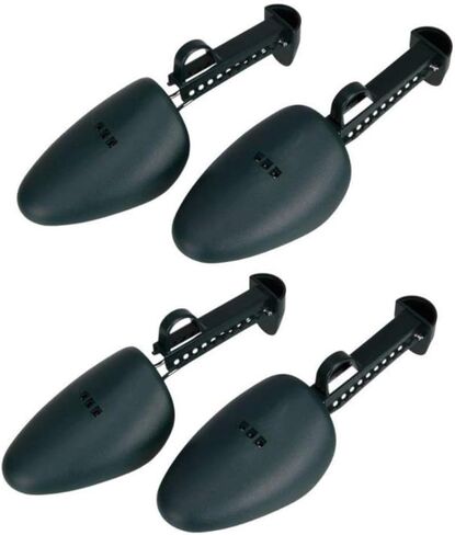 زوجان من البلاستيك بطول قابل للتعديل للنساء، حذاء شجرة الحذاء، حامل الحذاء، منظم الحذاء، حامل الحذاء، دعم عملي محمول للسفر، حذاء رياضي مع ملف زنبركي للتوتر (أسود) in Kuwait