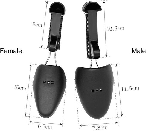 زوجان من البلاستيك بطول قابل للتعديل للنساء، حذاء شجرة الحذاء، حامل الحذاء، منظم الحذاء، حامل الحذاء، دعم عملي محمول للسفر، حذاء رياضي مع ملف زنبركي للتوتر (أسود) in Kuwait
