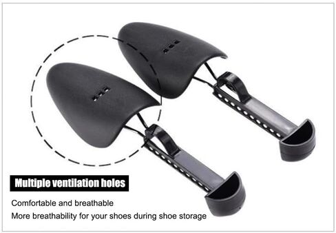 زوجان من البلاستيك بطول قابل للتعديل للنساء، حذاء شجرة الحذاء، حامل الحذاء، منظم الحذاء، حامل الحذاء، دعم عملي محمول للسفر، حذاء رياضي مع ملف زنبركي للتوتر (أسود) in Kuwait