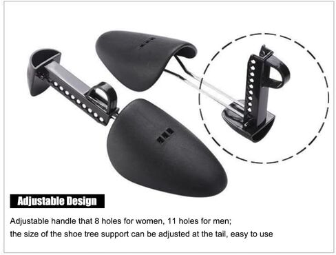 زوجان من البلاستيك بطول قابل للتعديل للنساء، حذاء شجرة الحذاء، حامل الحذاء، منظم الحذاء، حامل الحذاء، دعم عملي محمول للسفر، حذاء رياضي مع ملف زنبركي للتوتر (أسود) in Kuwait