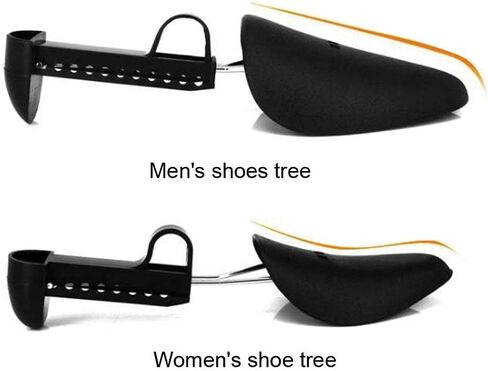 زوجان من البلاستيك بطول قابل للتعديل للنساء، حذاء شجرة الحذاء، حامل الحذاء، منظم الحذاء، حامل الحذاء، دعم عملي محمول للسفر، حذاء رياضي مع ملف زنبركي للتوتر (أسود) in Kuwait