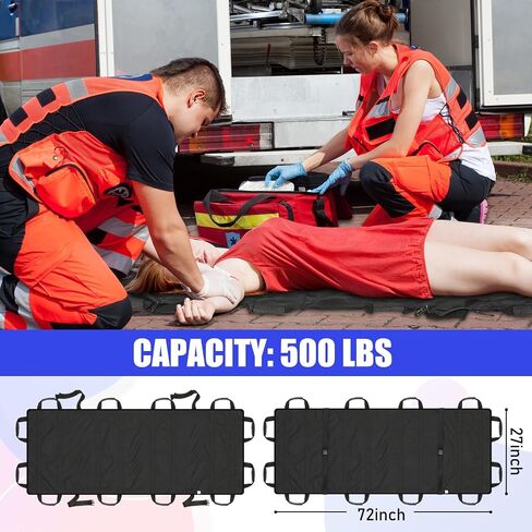 2 قطعة نقالة منزلية محمولة خفيفة الوزن مقاس 72 بوصة × 27 بوصة مع 12 مقبضًا مطاطيًا من الفوم نقالة الطوارئ قابلة للطي لنقل المرضى والحيوانات للمساعدة في إنقاذ وإجلاء المصابين in Kuwait
