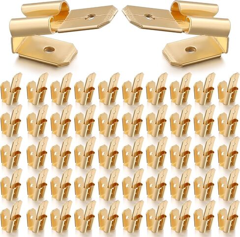 50 Pcs Piggyback Spade Connectors, 3 Way Adapter Dual Male to Single Female Brass Quick Disconnect Connectors Piggyback Terminals Crimp Terminals Assortment Kit, Unisulated in Saudi Arabia