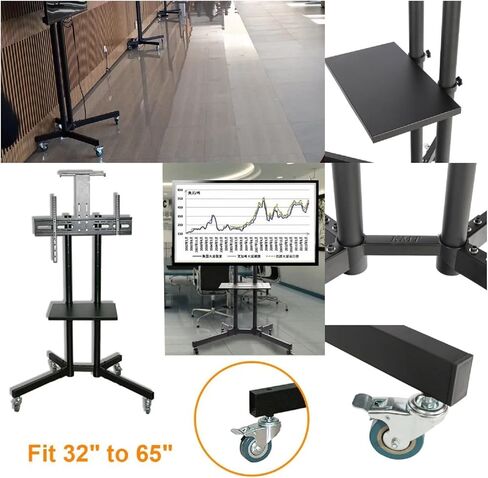 Mobile TV Stand Rolling TV Cart for 32-65 Inch LCD LED 4K Flat Curved TV-Height Adjustable Rolling TV Stand Can Support 150 lbs-Trolley Floor Stand with Tray, Maximum VESA 600x400mm. in Saudi Arabia