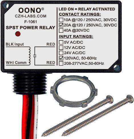 AC 120V SPST 20Amp 250Vac/30Vdc Power Relay Module, Plastic Enclosure and Pre-Wired in Saudi Arabia