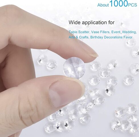 1000 قطعة من الماس البلاستيكي الشفاف مقاس 0.4 بوصة لحشو المزهرية ونثر الطاولة، وكريستال الأكريليك والأحجار الكريمة الماسية للديكور الحرفي وطاولة الزفاف ونثر ديكور عيد الميلاد (شفاف) in Kuwait