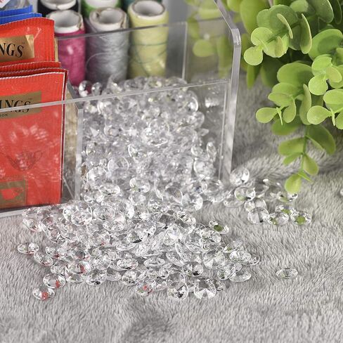 1000 قطعة من الماس البلاستيكي الشفاف مقاس 0.4 بوصة لحشو المزهرية ونثر الطاولة، وكريستال الأكريليك والأحجار الكريمة الماسية للديكور الحرفي وطاولة الزفاف ونثر ديكور عيد الميلاد (شفاف) in Kuwait
