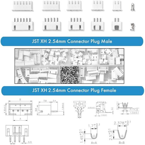 Litorange 500 قطعة 2.54 مم 2/3/4/5/6 دبوس الإسكان JST محول كابل موصل المقبس ذكر وأنثى JST-XH طقم موصل مع مجموعة موصل طرفية دبوس أنثى in Kuwait