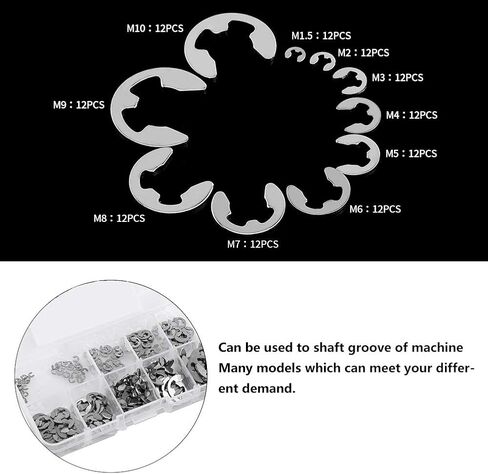 120 قطعة E كليب 304 الفولاذ المقاوم للصدأ الاحتفاظ المفاجئة الدائري 1.5 مللي متر إلى 10 مللي متر مجموعة إحكام in Kuwait