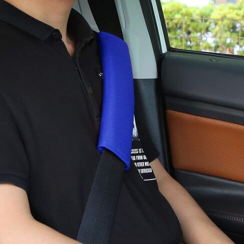 X AUTOHAUX 4pcs Universal Blue Car Safety Seat Belt Pads Cover with Soft Polyester Fiber Auto Seatbelt Shoulder Pad for More Comfortable Driving in Saudi Arabia