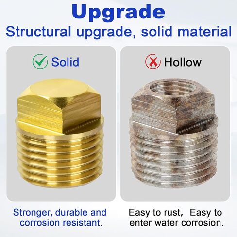 Boat Drain Plug 1/2" NPT Solid Brass Boat Drain Plug Kit, 3 Pack Hull Spare Garboard Drain Plug Fits Most Boat Hulls in Kuwait