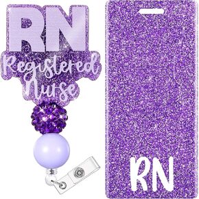 RN Badge Buddy with RN Nurse Badge Reel Retractable Nursing ID Clip Nurse Name Badge Vertical Badge Identification Tags for RN Nurses Students (Pink) in Kuwait