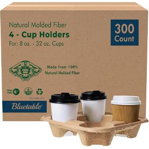 Bluetable 4 كوب 8 أوقية. - 32 أوقية. (300 حزمة) للكؤوس المتاح ، أو حاملة التسليم - لمشروبات القهوة أو حامل مشروب مثلج ألياف مصبوب [300 علبة] in Kuwait