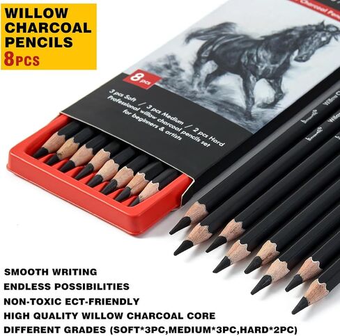 أقلام الرصاص الفحم للرسم ، 18 PCS Art Pencil Kit ، قلم رصاص رسم مهني ، لوازم فنية للرسم ، التظليل ، الرسم ، المزج ، أقلام فنان للمبتدئين والفنانين in Kuwait