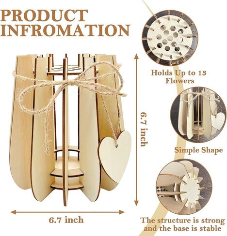 Vase for Splice Flowers, Wooden Puzzle Vase for Splice Bouquet Building Set, Gift for Botanical Lovers in Kuwait