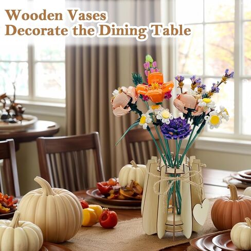 Vase for Splice Flowers, Wooden Puzzle Vase for Splice Bouquet Building Set, Gift for Botanical Lovers in Kuwait