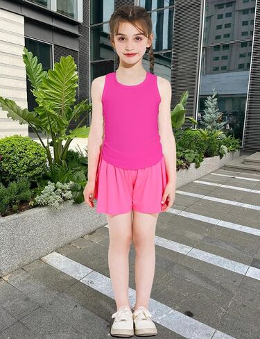 Girls Tank Tops Size 10-12 Sleeveless Crew Neck Racerback Crop Tops for Girls Kids Athletic Tank Top for Dance Yoga Gym Sparkle Blue in Saudi Arabia
