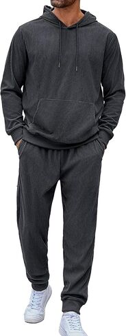 Coofandy Men's Tracksuit 2 قطعة مجموعة هوديي التعرق في الركض الرياضي بدلات رياضية غير رسمية in Kuwait