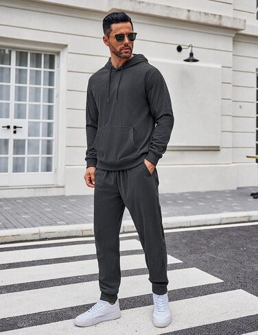 Coofandy Men's Tracksuit 2 قطعة مجموعة هوديي التعرق في الركض الرياضي بدلات رياضية غير رسمية in Kuwait