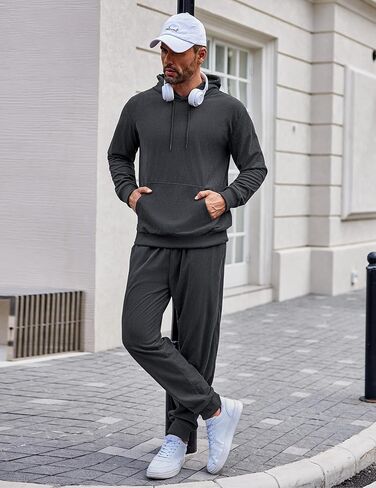 Coofandy Men's Tracksuit 2 قطعة مجموعة هوديي التعرق في الركض الرياضي بدلات رياضية غير رسمية in Kuwait