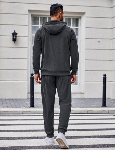 Coofandy Men's Tracksuit 2 قطعة مجموعة هوديي التعرق في الركض الرياضي بدلات رياضية غير رسمية in Kuwait