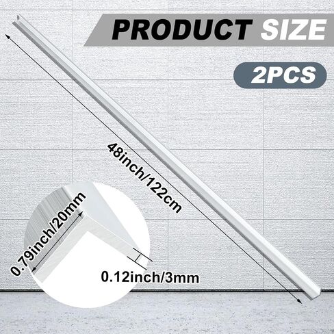 Blulu 2 قطعة 48 "Long x 3/4" عريض × 1/8 "زاوية الألومنيوم السميكة ، 6063 angle rock for structural ، درابزين ، إطارات النوافذ ، الأسطح ، حراس الزاوية in Saudi Arabia