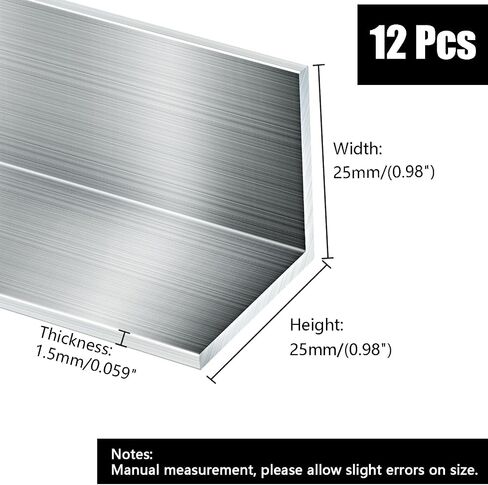 12PCS 15.55"(395mm) Length Aluminum Angle,1"x1"x1/16 Aluminum Angle,1/16" Thick 6061 T6511 Mill Stock. in Kuwait