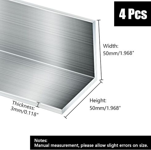 8pcs 15.55 "(395mm) زاوية الألومنيوم الطول ، 1" x1 "x1/8" زاوية الألومنيوم ، 1/8 "(0.118" -3mm) سميكة 6061 T6511 Mill. in Kuwait