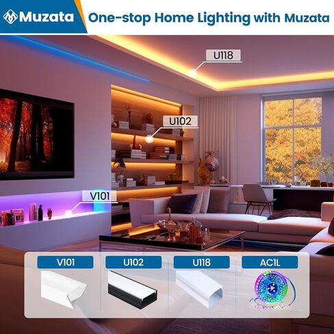 Muzata 10pack 6.6ft/2m قناة LED أوسع قناة Silver Aluminium LED قناة نشر مع قناة حليبي أبيض U102 WW 2M in Saudi Arabia
